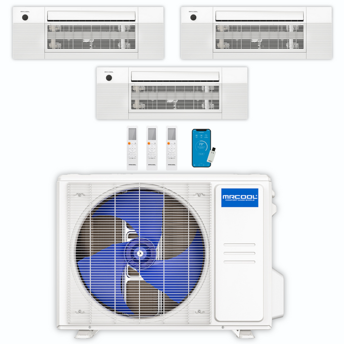 MRCOOL DIY Mini Split - 33,000 BTU 3 Zone Ceiling Cassette Ductless Air Conditioner and Heat Pump, DIY-BC-336HP091212