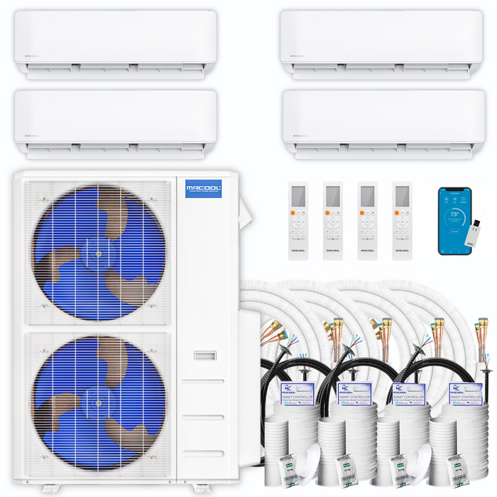 MRCOOL DIY Mini Split - 51,000 BTU 4 Zone Ductless Air Conditioner and Heat Pump with Line Sets, DIYM448HPW08C00