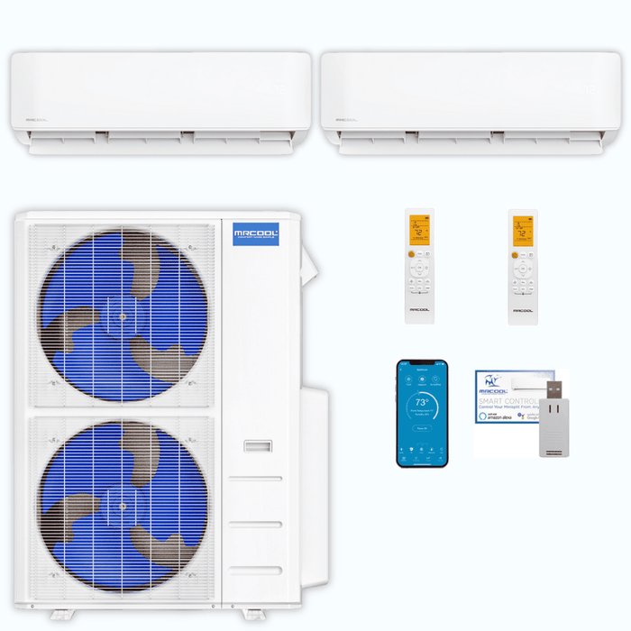 MRCOOL DIY 5th Gen 2-Zone 48,000 BTU Ductless Mini Split Air Conditioner & Heat Pump (12K+36K), DIY2-B-55HP1236