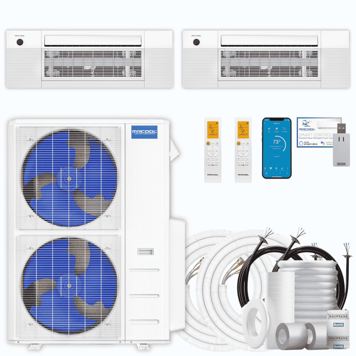 MRCOOL DIY 5th Gen 2-Zone 36,000 BTU Ceiling Cassette Ductless Mini Split Air Conditioner & Heat Pump with Pre-Charged Line Sets (18K+18K), DIYM248HP