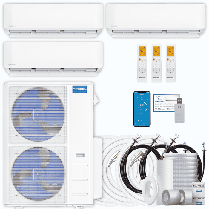 MRCOOL DIY 5th Gen 3-Zone 48,000 BTU Ductless Mini Split Air Conditioner & Heat Pump with Pre-Charged Line Sets (12K+18K+18K), DIYM355HP