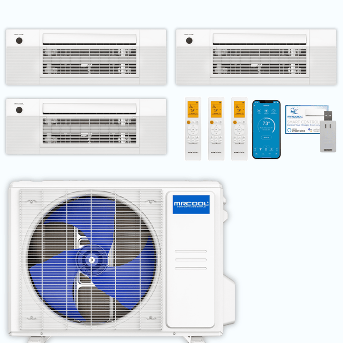 MRCOOL DIY 5th Gen 3-Zone 27,000 BTU Ceiling Cassette Ductless Mini Split Air Conditioner & Heat Pump (6K+9K+12K), DIY3-BC-36HP