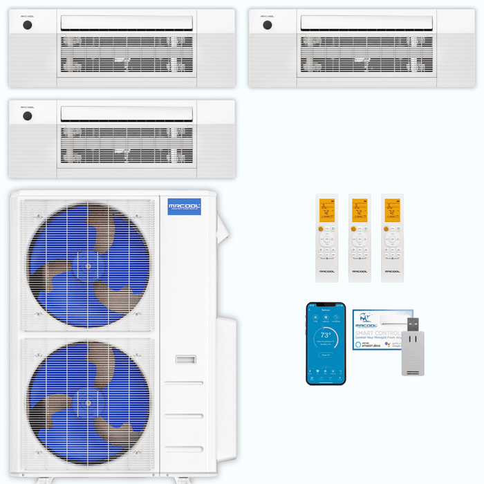 MRCOOL DIY 5th Gen 3-Zone 48,000 BTU Ceiling Cassette Ductless Mini Split Air Conditioner & Heat Pump (12K+18K+18K), DIY3-BC-48HP
