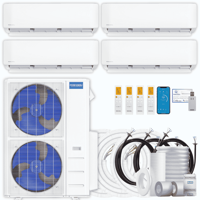 MRCOOL DIY 5th Gen 4-Zone 45,000 BTU Ductless Mini Split Air Conditioner & Heat Pump with Pre-Charged Line Sets (6K+9K+12K+18K), DIYM448HP