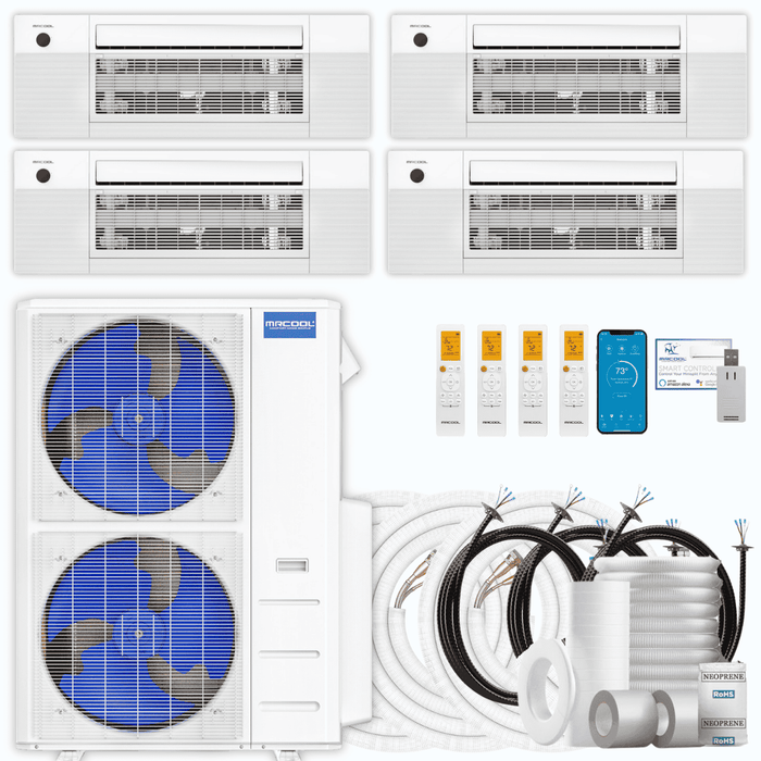 MRCOOL DIY 5th Gen 4-Zone 39,000 BTU Ceiling Cassette Ductless Mini Split Air Conditioner & Heat Pump with Pre-Charged Line Sets (9K+9K+9K+12K), DIYM455HP