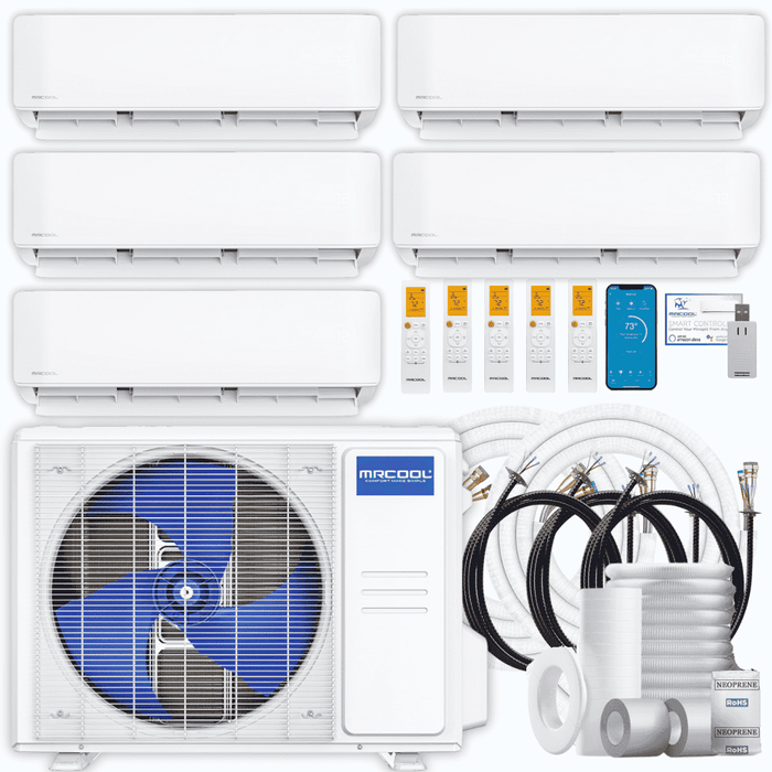MRCOOL DIY 5th Gen 5-Zone 33,000 BTU Ductless Mini Split Air Conditioner & Heat Pump with Pre-Charged Line Sets (6K+6K+6K+6K+9K), DIYM536HP