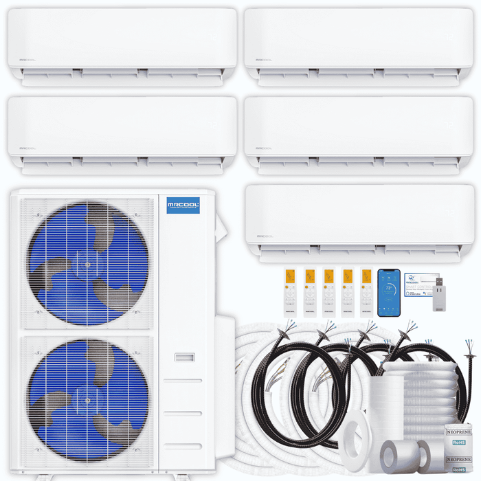 MRCOOL DIY 5th Gen 5-Zone 42,000 BTU Ductless Mini Split Air Conditioner & Heat Pump with Pre-Charged Line Sets (6K+6K+6K+12K+12K), DIYM555HP