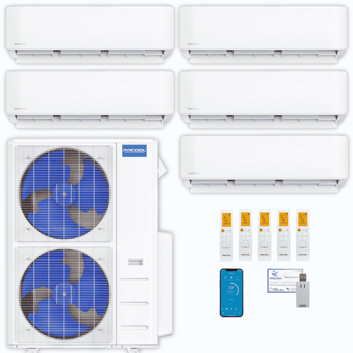 MRCOOL DIY 5th Gen 5-Zone 39,000 BTU Ductless Mini Split Air Conditioner & Heat Pump (6K+6K+9K+9K+9K), DIY5-B-55HP