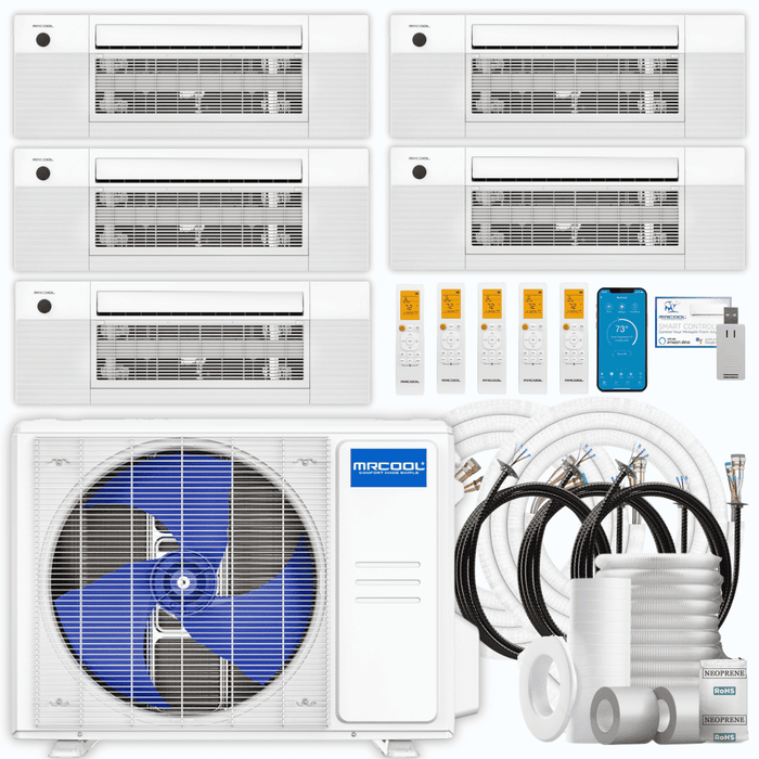 MRCOOL DIY 5th Gen 5-Zone 30,000 BTU Ceiling Cassette Ductless Mini Split Air Conditioner & Heat Pump with Pre-Charged Line Sets (6K+6K+6K+6K+6K), DIYM536HP