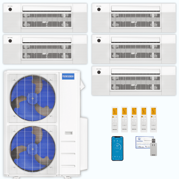 MRCOOL DIY 5th Gen 5-Zone 51,000 BTU Ceiling Cassette Ductless Mini Split Air Conditioner & Heat Pump (6K+9K+9K+9K+18K), DIY5-BC-55HP