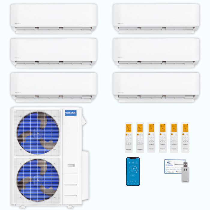 MRCOOL DIY 5th Gen 6-Zone 42,000 BTU Ductless Mini Split Air Conditioner & Heat Pump (6K+6K+6K+6K+6K+12K), DIY6-B-48HP