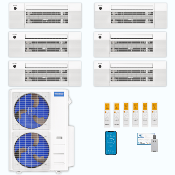 MRCOOL DIY 5th Gen 6-Zone 45,000 BTU Ceiling Cassette Ductless Mini Split Air Conditioner & Heat Pump (6K+6K+6K+9K+9K+9K), DIY6-BC-55HP