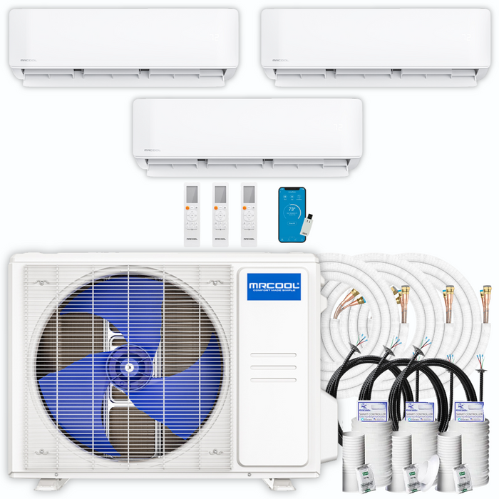 MRCOOL DIY Mini Split - 33,000 BTU 3 Zone Ductless Air Conditioner and Heat Pump with Line Sets, DIYM336HPW04C00