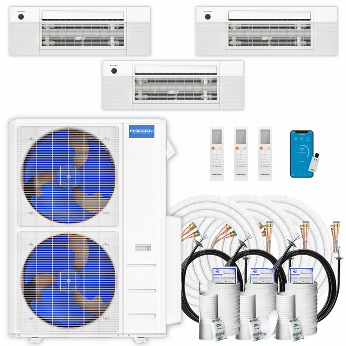 MRCOOL DIY Mini Split - 48,000 BTU 3 Zone Ceiling Cassette Ductless Air Conditioner and Heat Pump with Line Sets, DIYM348HPC01C00