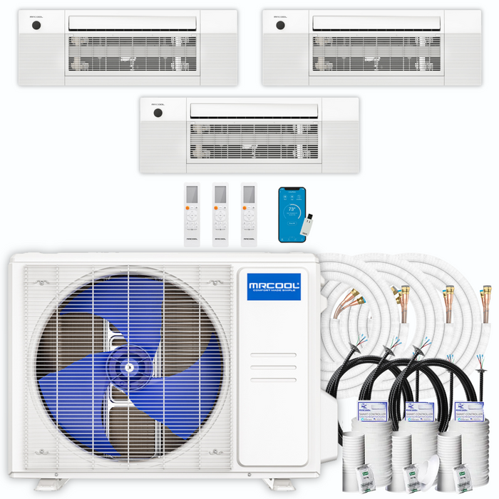 MRCOOL DIY Mini Split - 27,000 BTU 3 Zone Ceiling Cassette Ductless Air Conditioner and Heat Pump with Line Sets, DIYM336HPC00C00