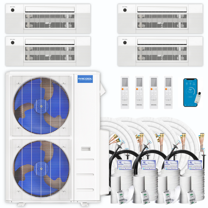 MRCOOL DIY Mini Split - 54,000 BTU 4 Zone Ceiling Cassette Ductless Air Conditioner and Heat Pump with Line Sets, DIYM448HPC07C00