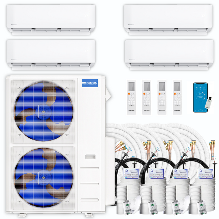 MRCOOL DIY Mini Split - 48,000 BTU 4 Zone Ductless Air Conditioner and Heat Pump with Line Sets, DIYM448HPW04C00