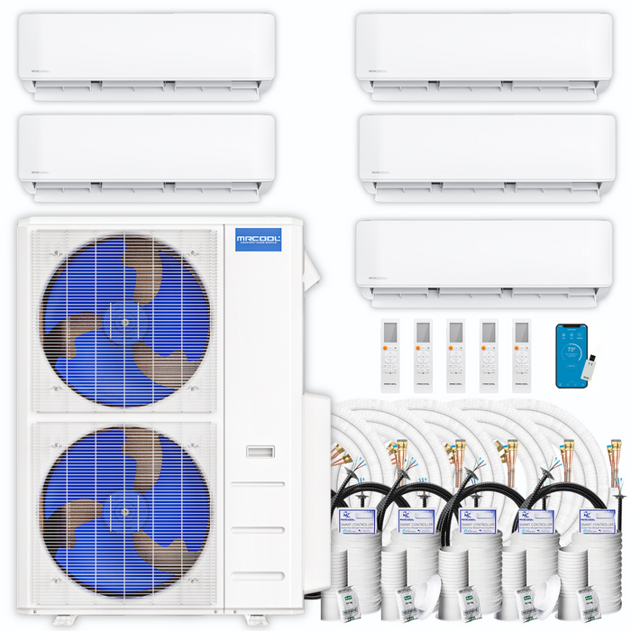 MRCOOL DIY Mini Split - 45,000 BTU 5 Zone Ductless Air Conditioner and Heat Pump with Line Sets, DIYM548HPW00C00