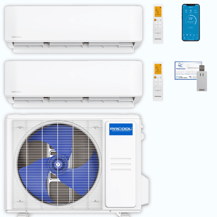 MRCOOL DIY 5th Gen 2-Zone 30,000 BTU Ductless Mini Split Air Conditioner & Heat Pump (6K+24K), DIY2-B-36HP0624