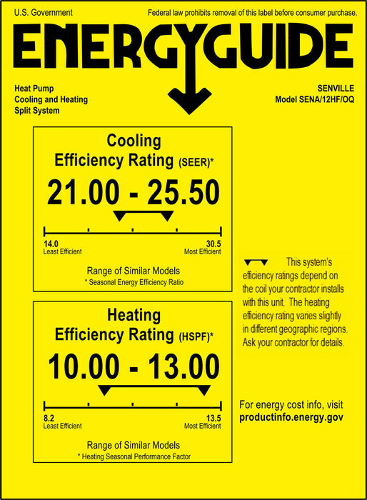 Senville AURA 12K BTU Mini Split Air Conditioner and Heat Pump Complete System 208-230V/60Hz, SENA/12HF