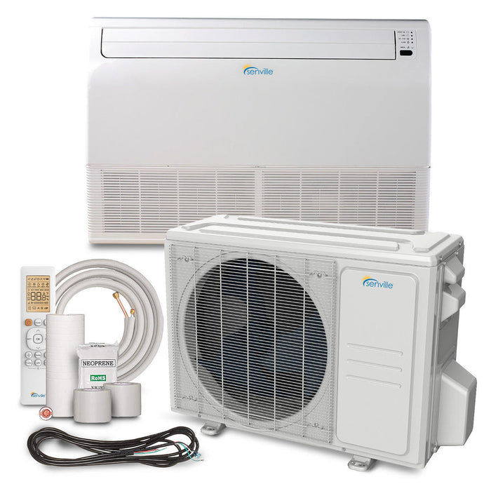 Senville AURA 18K BTU Floor Mounted Mini Split Air Conditioner and Heat Pump Complete System 208-230V/60Hz, SENA-18HF-IF16