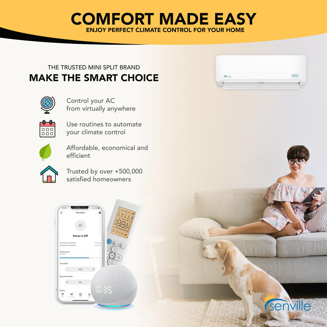 Senville LETO 18K BTU Mini Split Air Conditioner and Heat Pump Complet ...