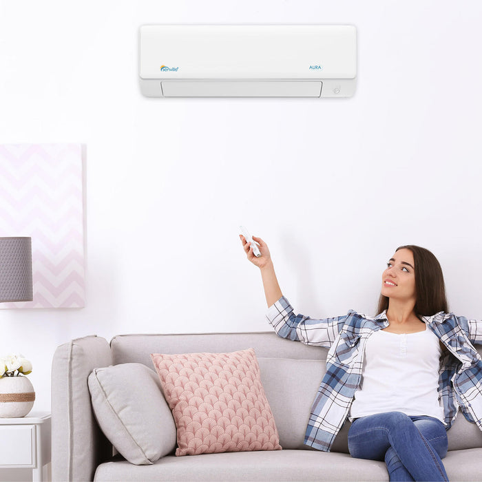 Senville AURA Mini Split - 27,000 BTU 2 Zone Ductless Air Conditioner and Heat Pump with Line Sets, SENA-30HF-D918